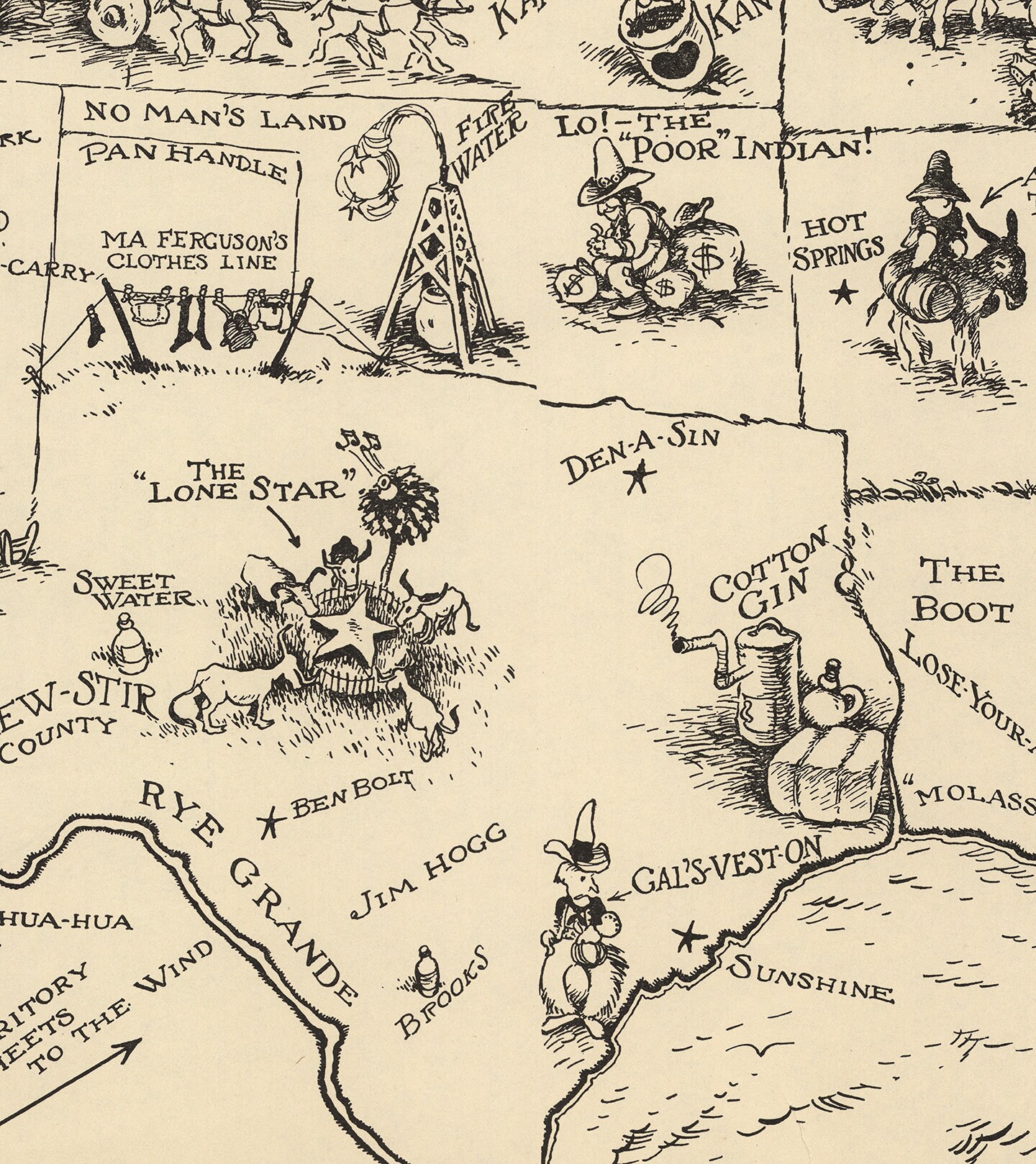 Illustrations Bootlegger's Map of the United States. Pictorial ...