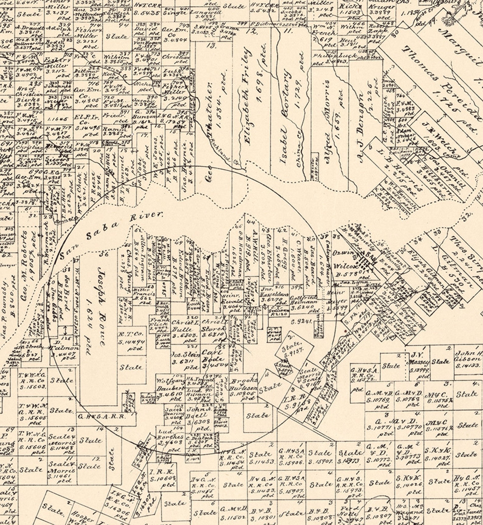 Map of San Saba County Texas TX 1879. Shows Ownership. Etsy