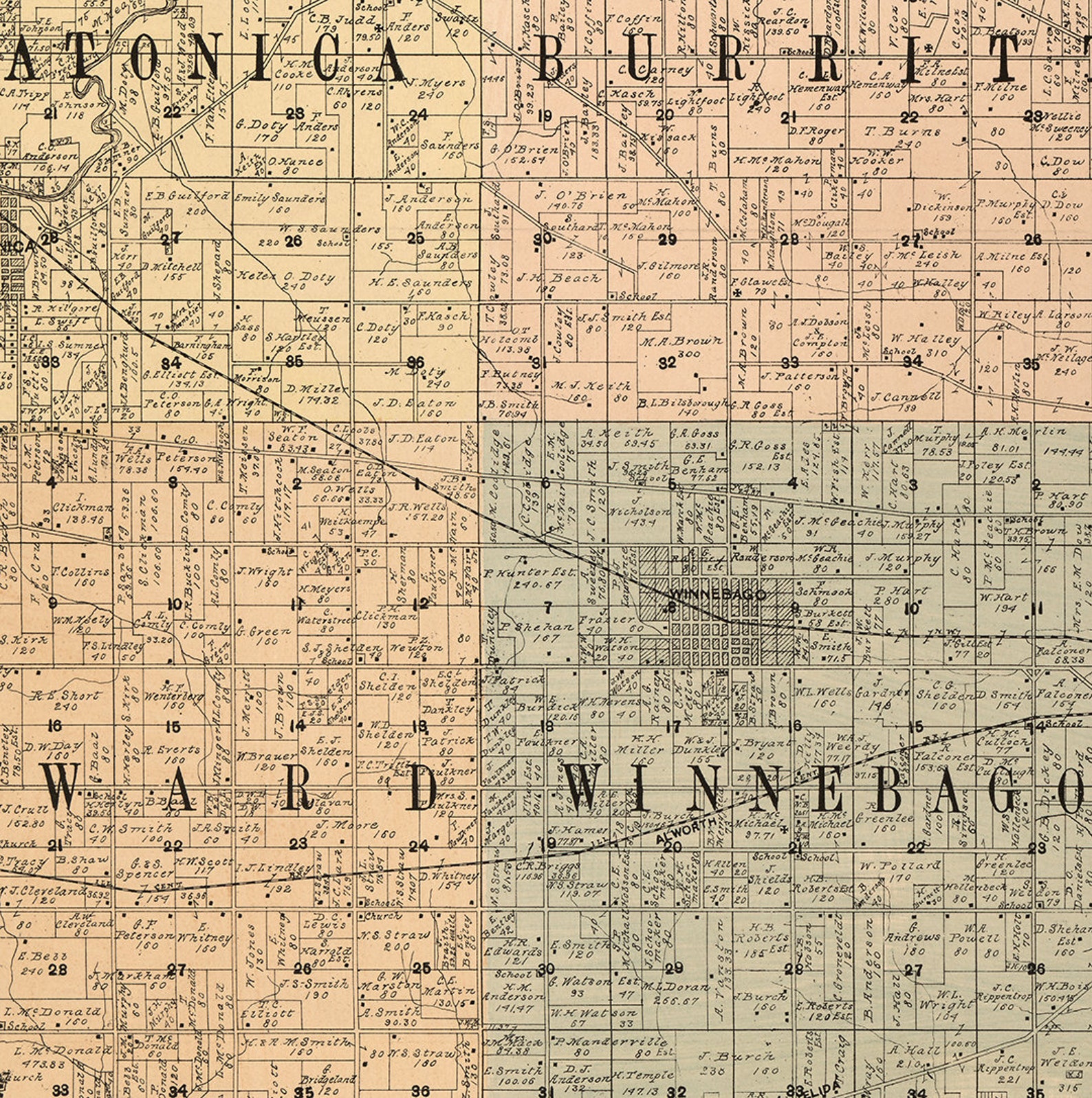 Map of Winnebago County. Illinois IL 1902. Reproduction Home Etsy