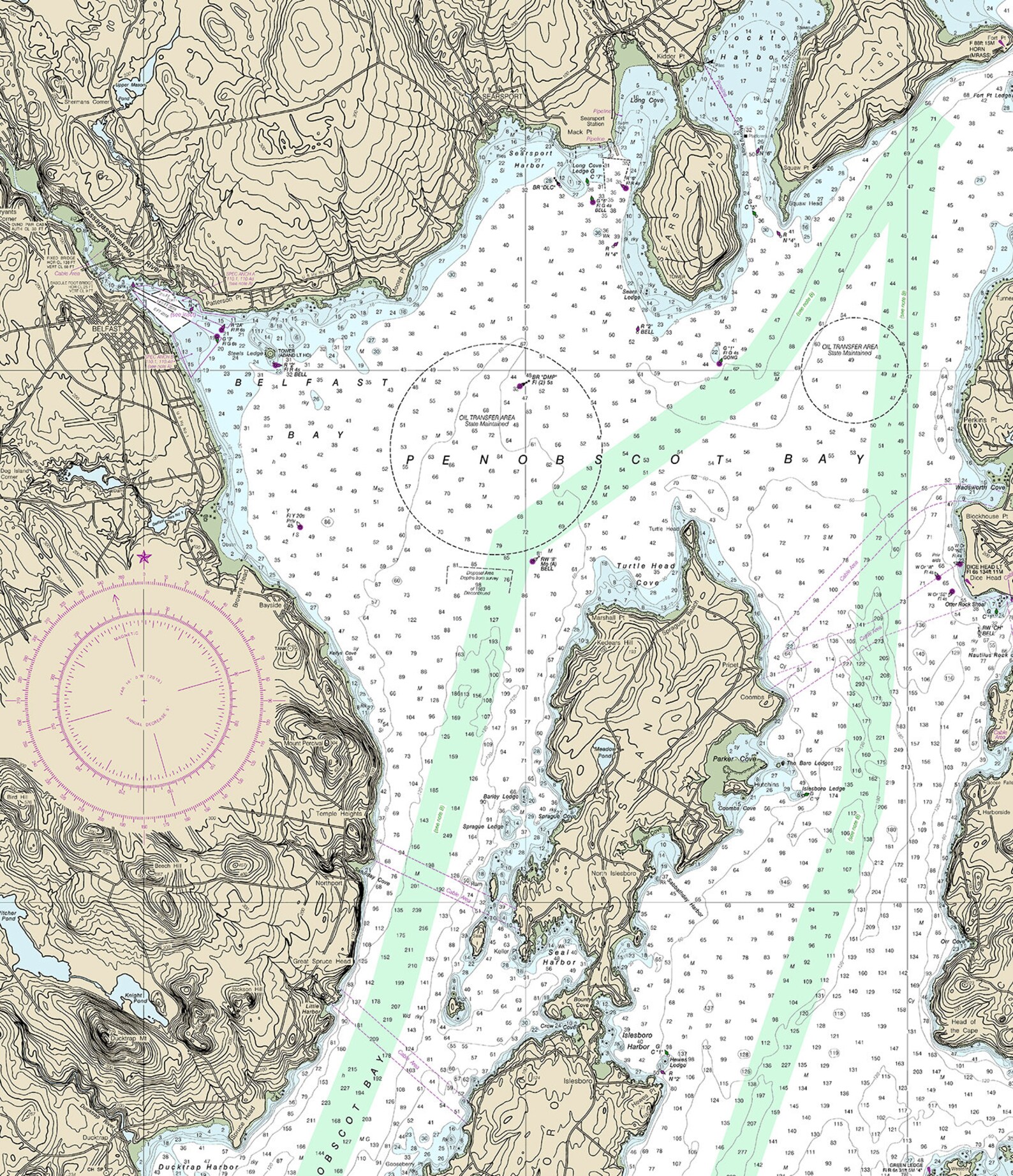 Nautical Charts of Penobscot River Belfast Harbor Maine Etsy