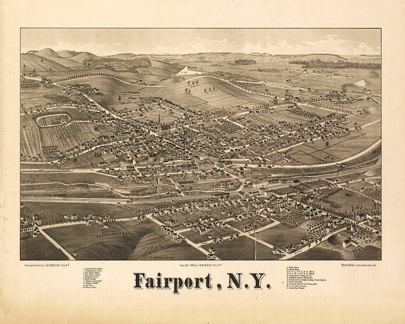 Map of Fairport Monroe Co New York NY 1885 Home Deco Style Etsy