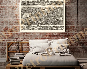 Map of Newton Centre, Massachusetts 1897. Vintage Home Deco Style old wall reproduction map print.
