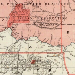 Map of Montana 1883 Restoration Hardware Home Deco Style Old Wall