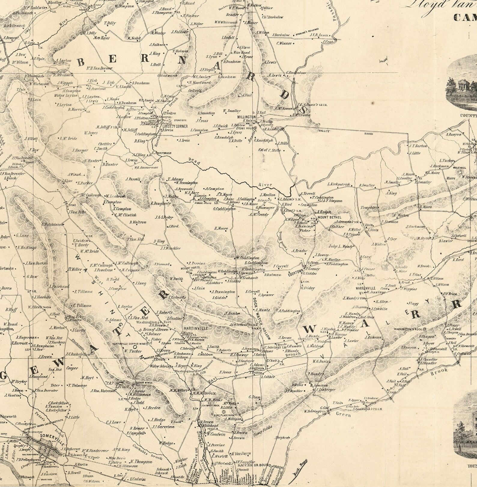 Map of Somerset County. New Jersey NJ 1850 Vintage Home Etsy
