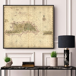 Map of the Puerto Rico 1639. Vintage home Deco Style old wall reproduction map print.