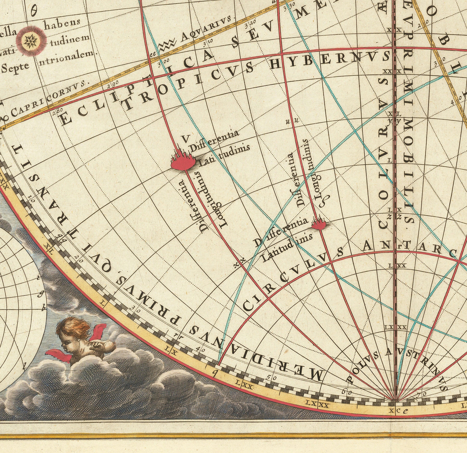 1660 Celestial Chart Illustrating the Motions of Both the Upright ...