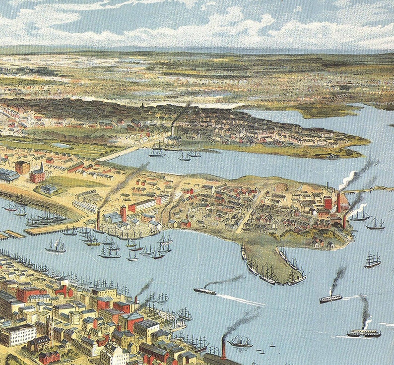 Map of Sydney New South Wales Vintage restoration hardware home Deco Style old wall reproduction map print. 1888 Australia