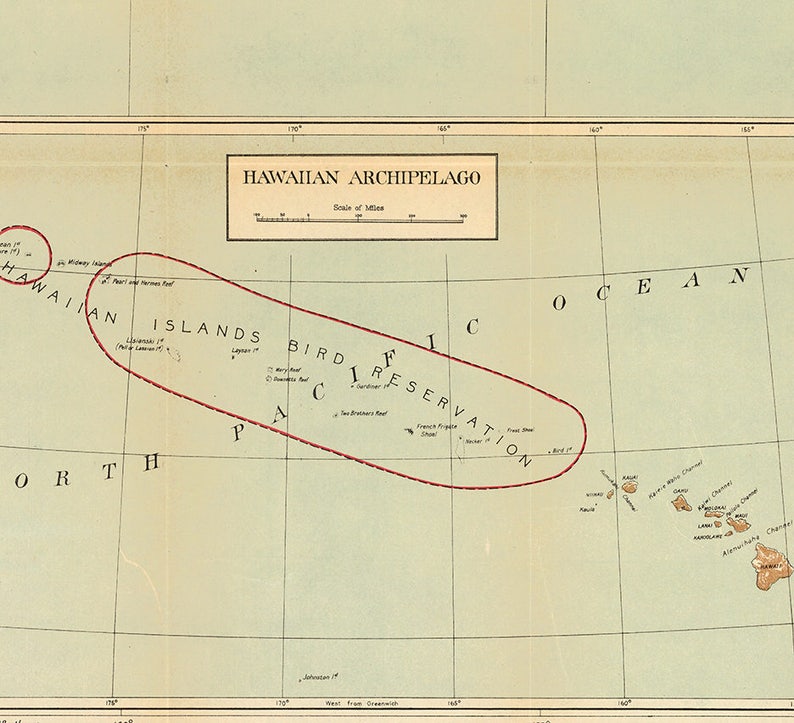 Map of Hawaii 1918. Restoration Hardware Home Deco Style Old Etsy