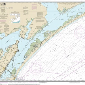 Cartas náuticas del faro Matagorda al paso Aransas, Texas. Bahía de Copano 11313, Bahía de San Antonio. Reproducción de mapa vintage con decoración para el hogar.