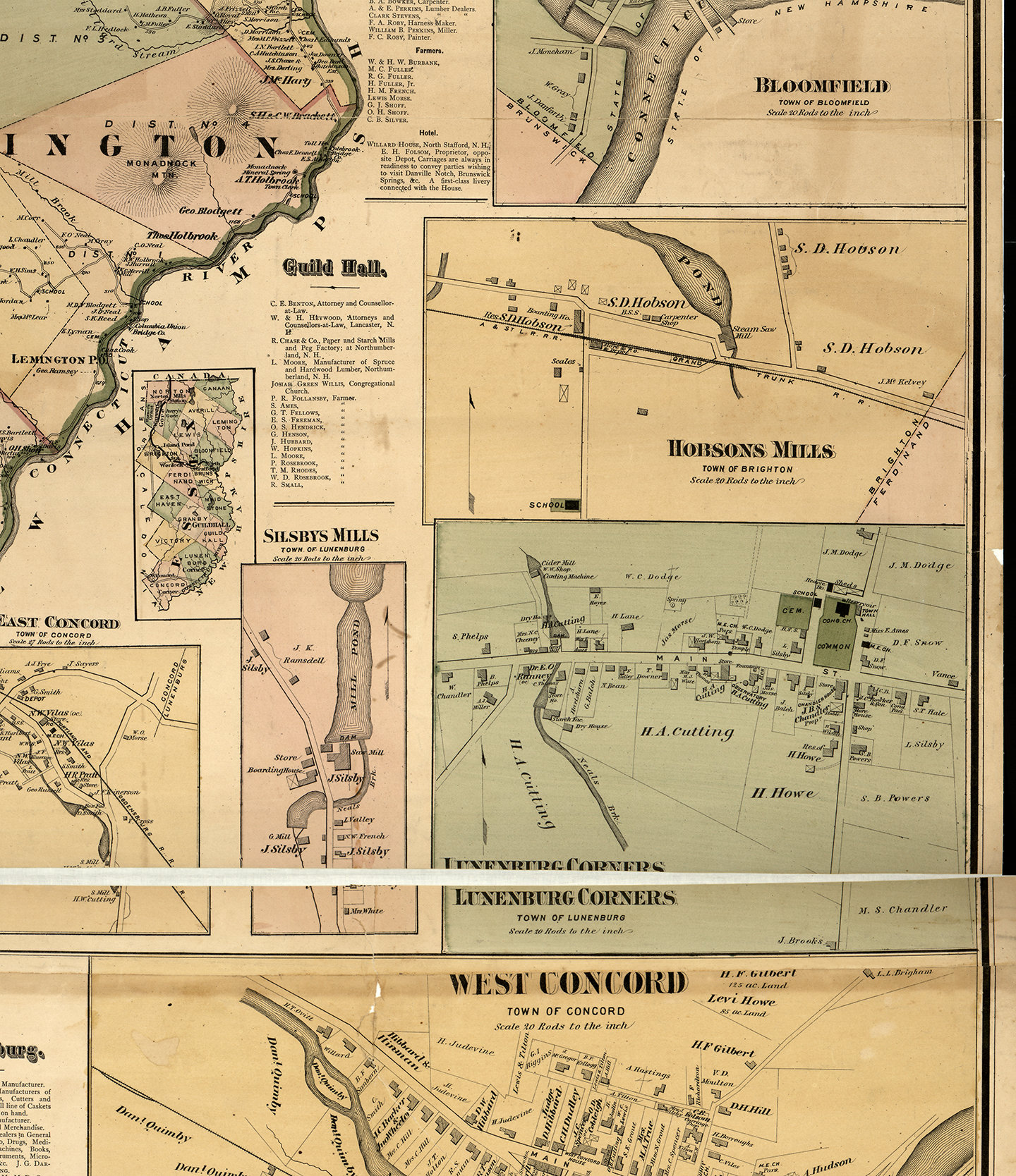 Map of Essex County Vermont. 1878. Vintage home Deco Style Etsy