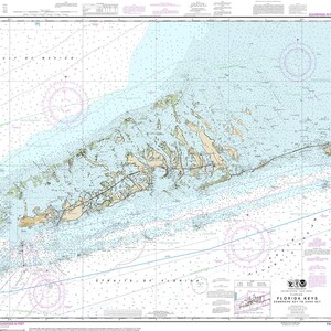 NOAA Nautische kaarten Florida Keys, Sombrero Key to Sand Key 11442 Big Spanish Channel, Cudjoe Key, Saddlebunch Keys, Snipe Reproduction map.