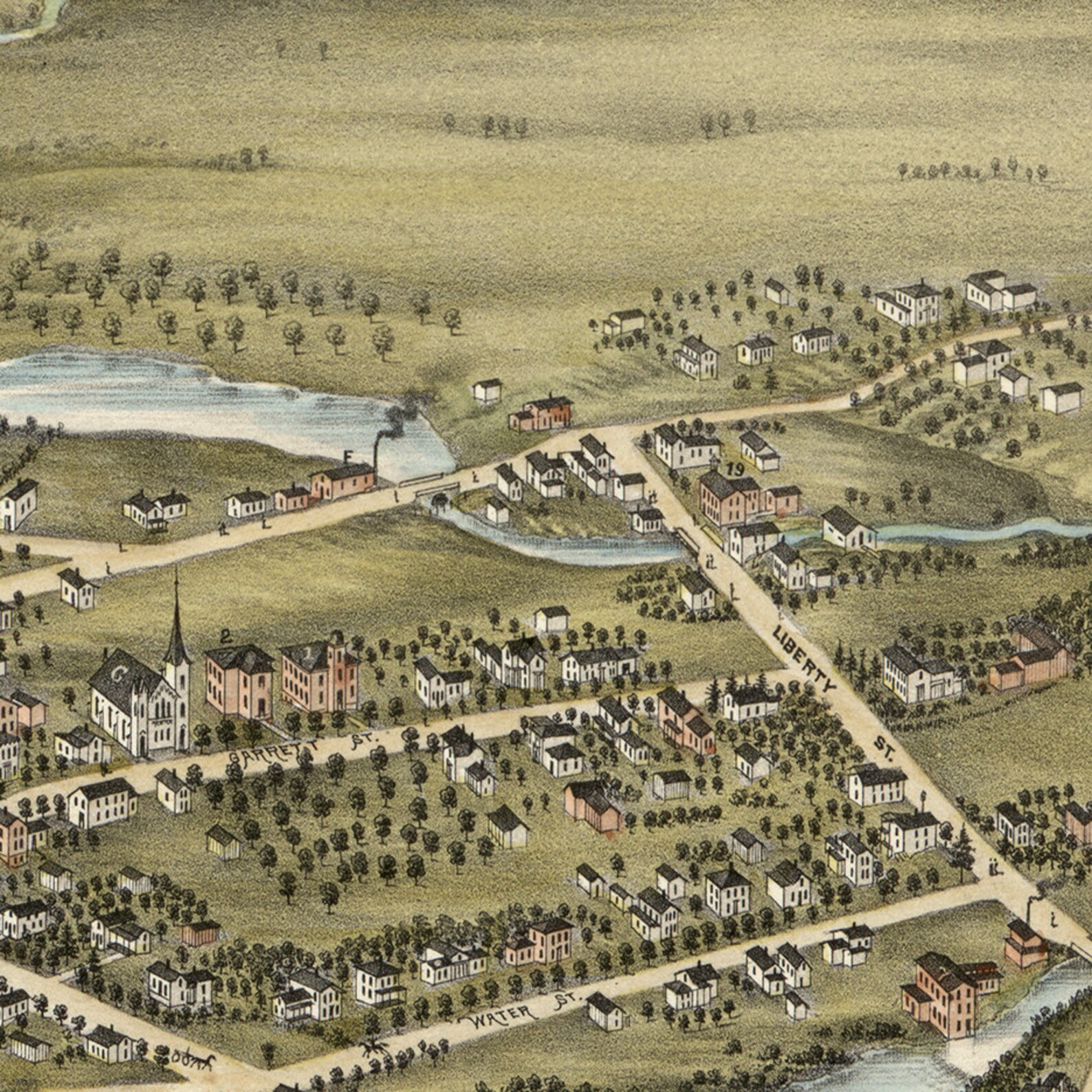 Map of Garrettsville Portage Co. Ohio. 1883. Restoration Etsy