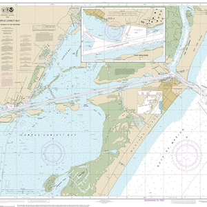 Carte nautiche di Corpus Christi Bay, Texas. 11312 Port Aransas a Port Ingleside. Red Fish Bay. Pelican. Riproduzione di una mappa di una casa d'epoca