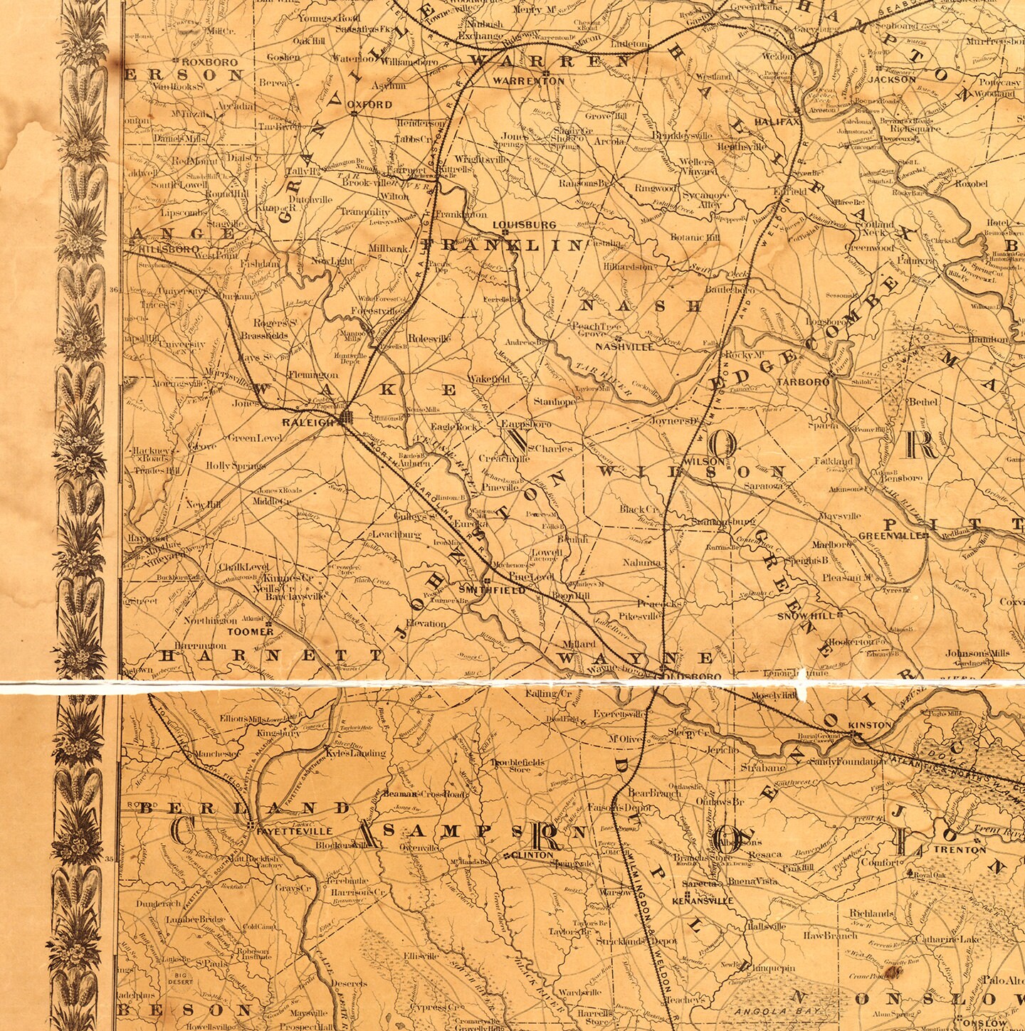 Map of Eastern North Carolina With Part of Virginia and South Carolina ...
