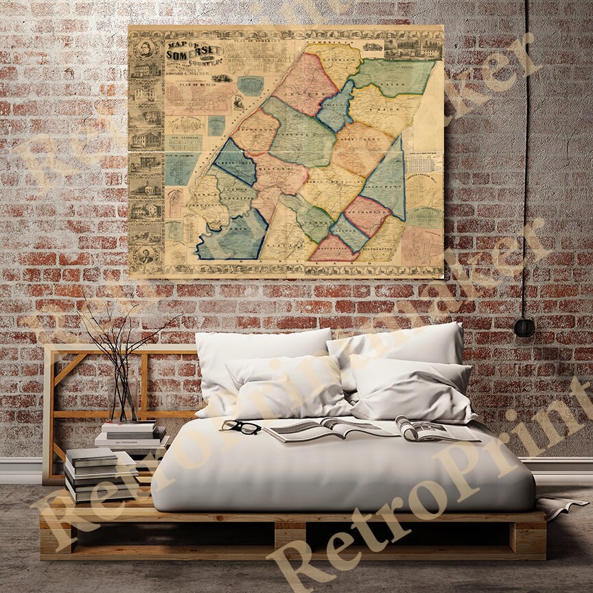 Mapa del condado de Somerset Pensilvania PA 1860. Vintage Etsy España