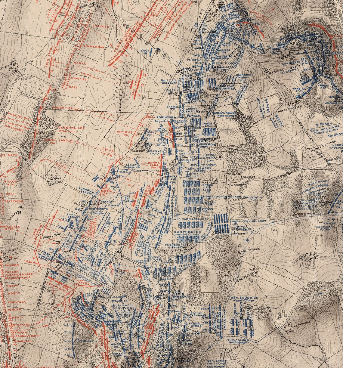 Map of Second day's battle. Gettysburg July 2nd 1863. | Etsy