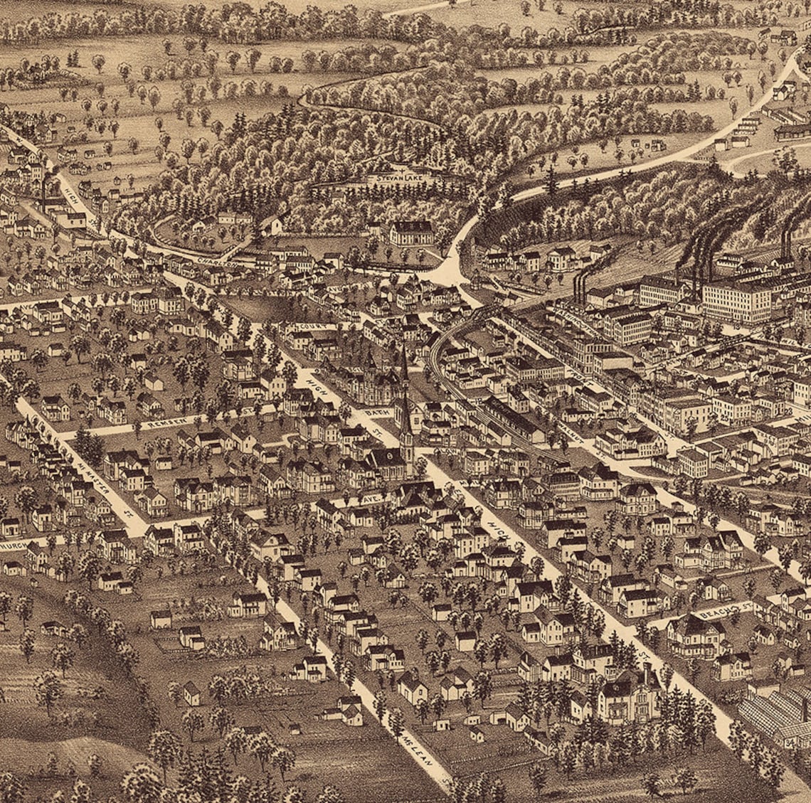 Map of Ballston Spa Saratoga County New York N.Y 1890. Etsy