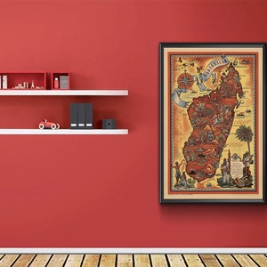 Map of Madagascar.  Pictorial Decorative Wall Print Poster Art Home Décor Wall Hangings
