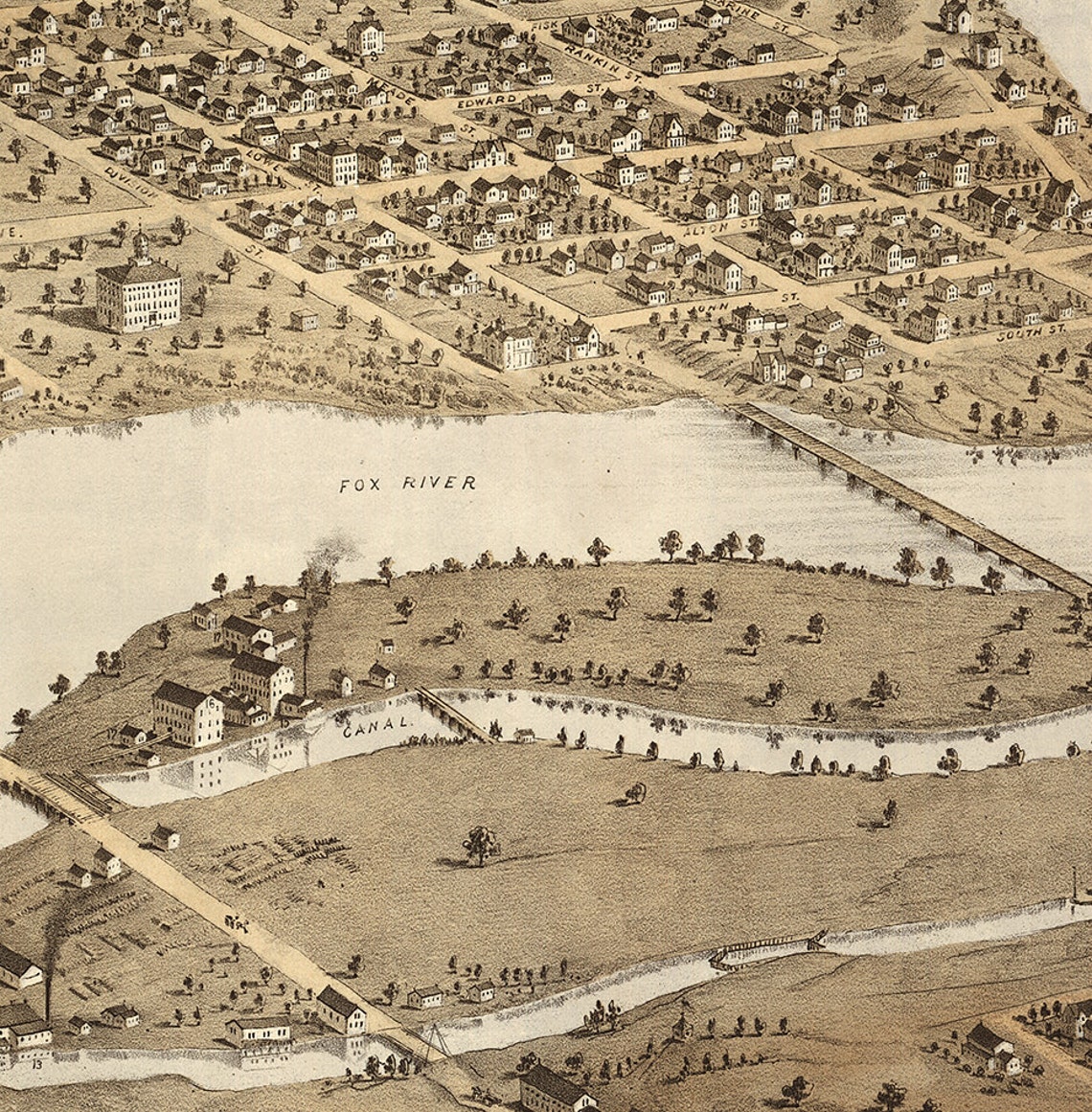 Map of Appleton Outagamie Co. Wisconsin 1867 WI. Vintage - Etsy