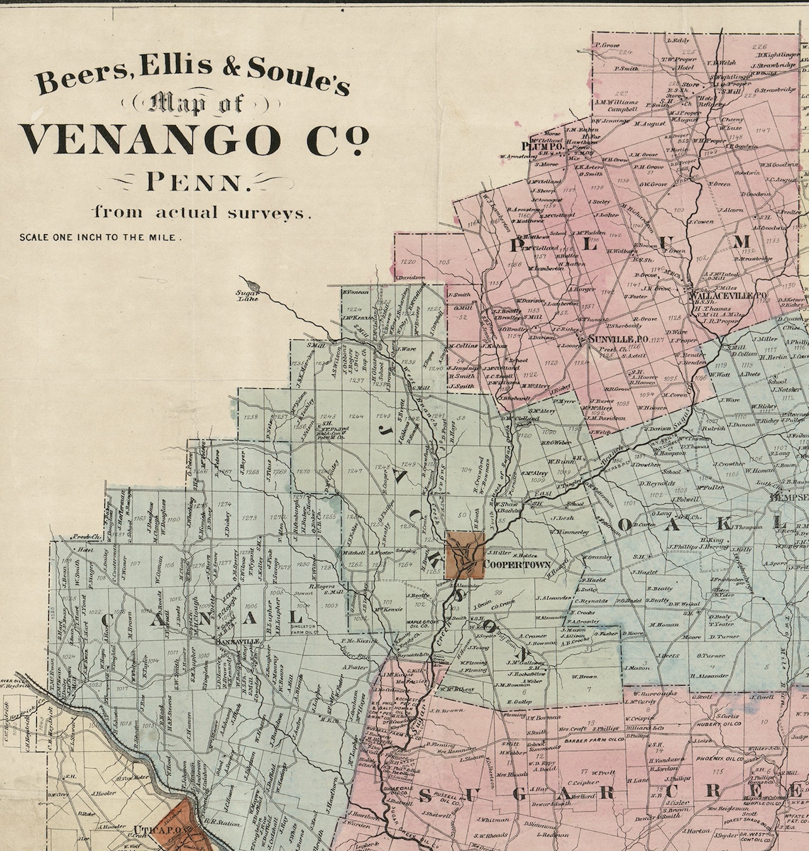 Map of Venango Counties Pennsylvania 1865. Vintage - Etsy