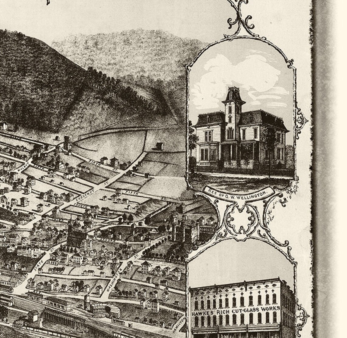 Map of Corning New York N.Y. 1882. Restoration Hardware Home Etsy