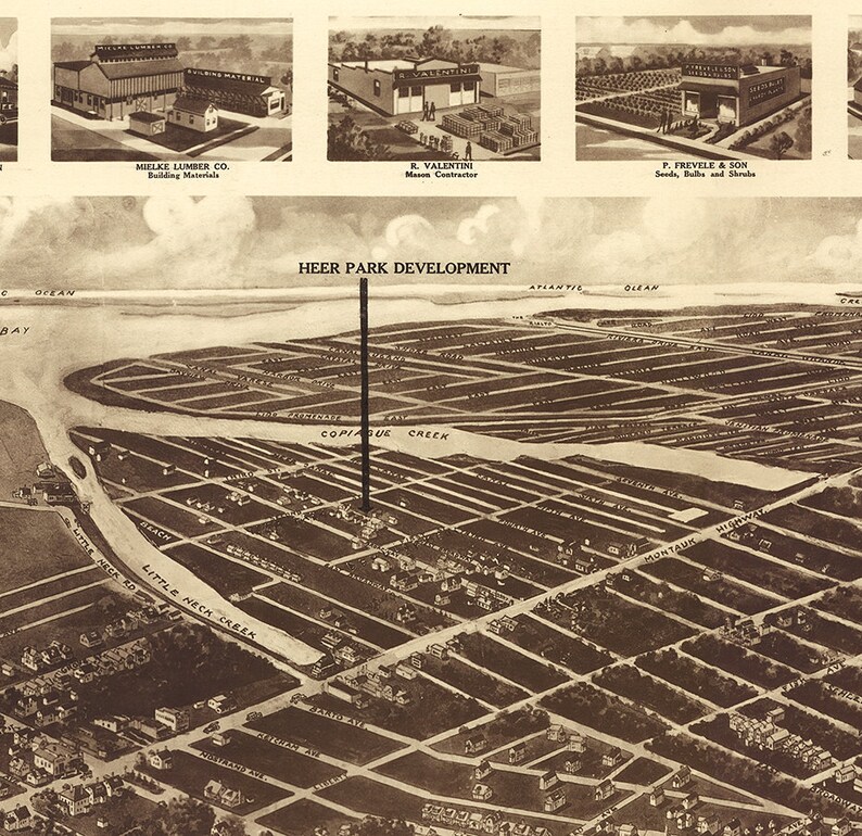 Map of Lindenhurst Town of Babylon Suffolk County Long Etsy