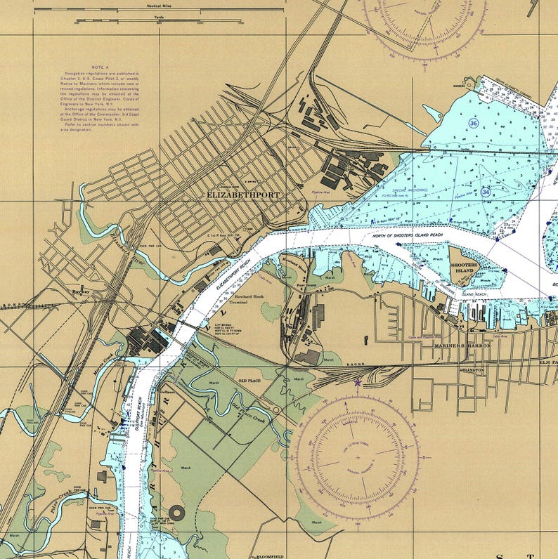Kill Van Kull & Arthur Kill Map – New York New Jersey Nautical Chart ...
