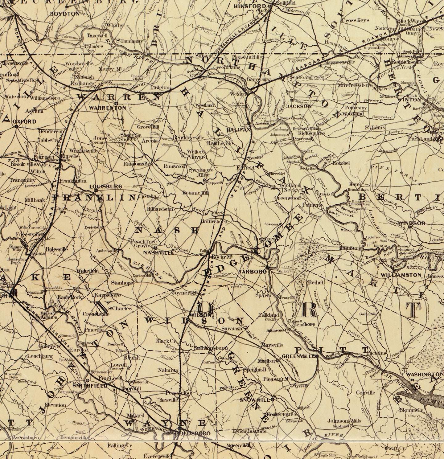 Map of Eastern North Carolina With Part of Virginia and South Carolina ...