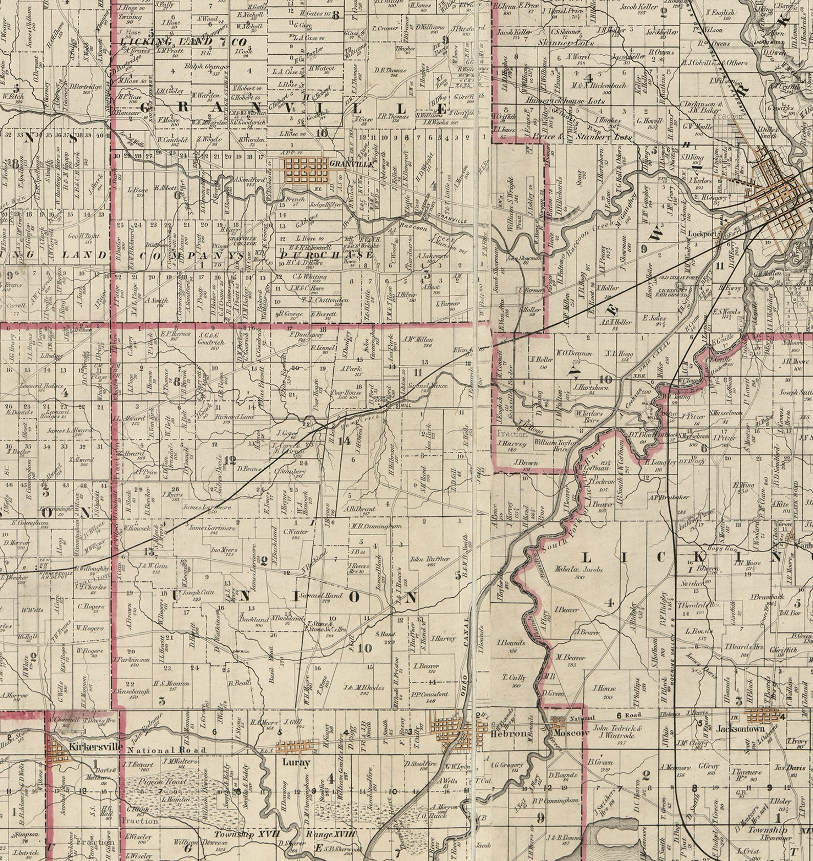 Map of Licking County Ohio. 1854. Vintage Restoration Etsy