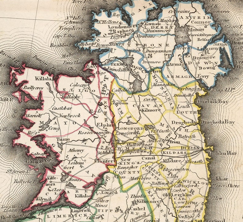 Map of British Isles 1841. Vintage Restoration Hardware Home - Etsy