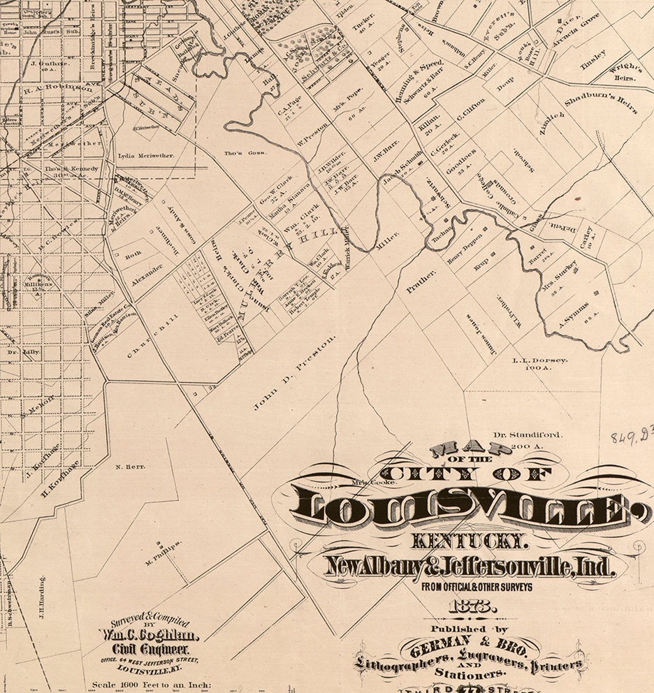 Vintage Map of Louisville Kentucky (1873) Hand & Bath Towel by