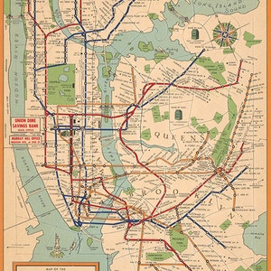 Karte der New York City Subway 1954.