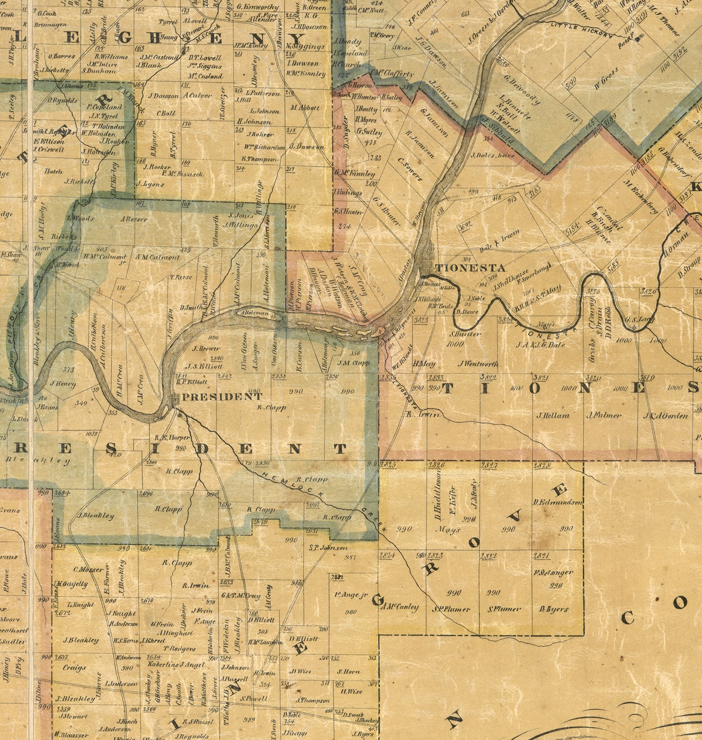 Map of Venango counties Pennsylvania 1857. Vintage Etsy