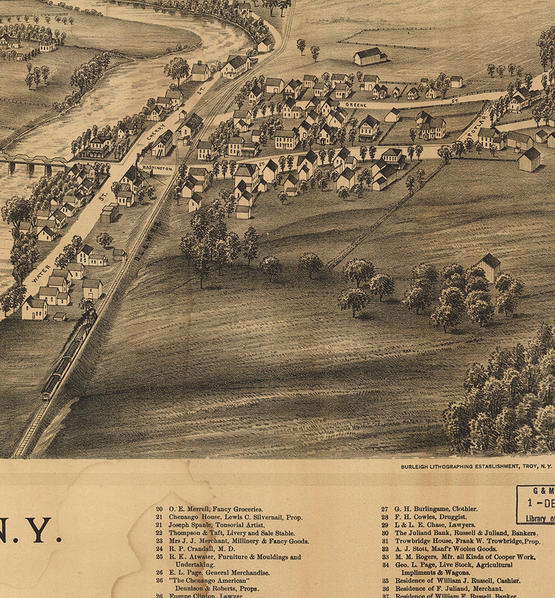 Map of Greene Chenango Co. New York NY 1890. Vintage Etsy