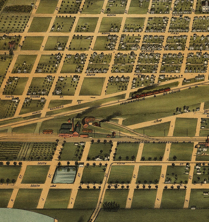 Map of Mattoon Coles County Illinois IL 1884. Restoration Etsy