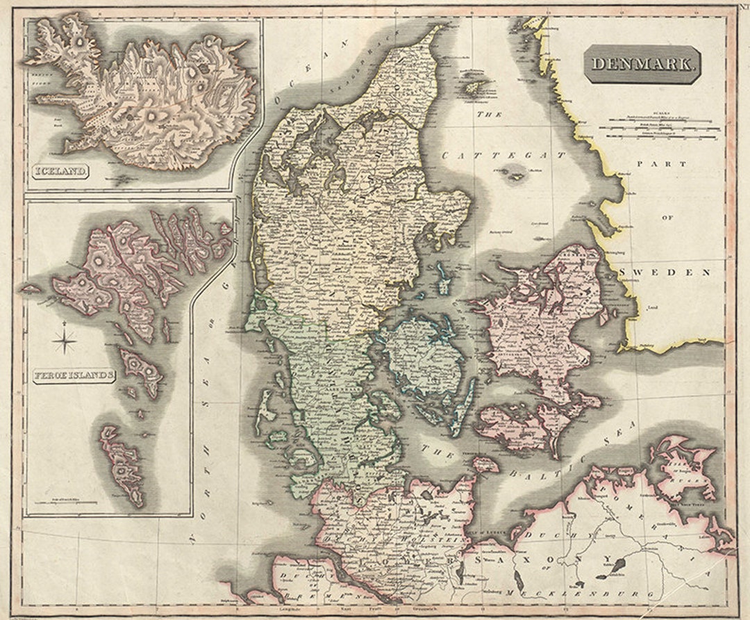 Map of Iceland, 1752. Restoration Hardware Home Deco Style Old Wall