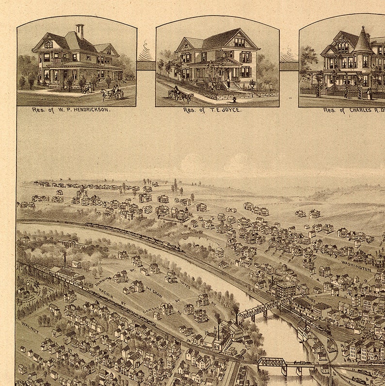 Map of Grafton Taylor County West Virginia WV. 1898. Vintage Etsy