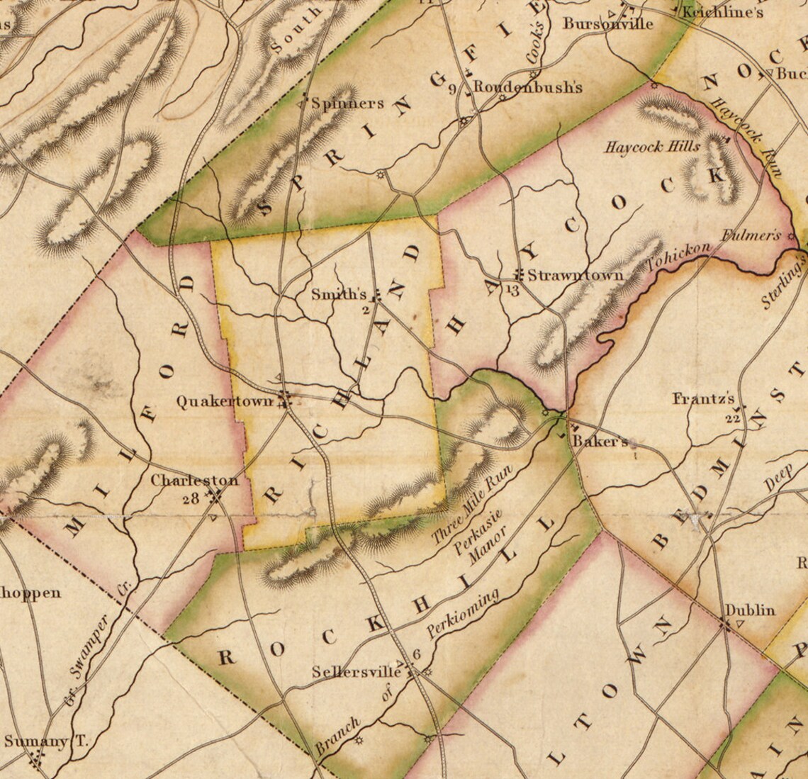 Map of Bucks County Pennsylvania PA 1831. Vintage Home Deco - Etsy