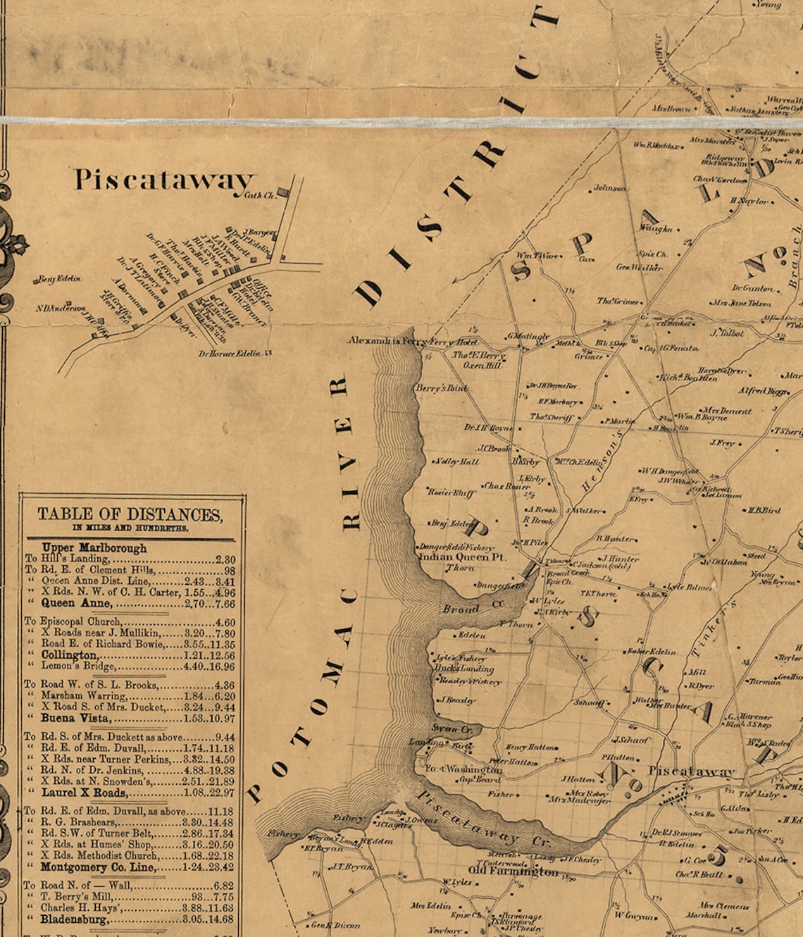 Map of Prince County Maryland MD. 1861. Vintage Etsy