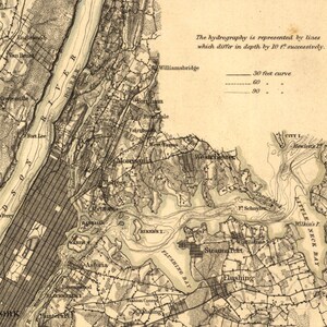 Manhattan, New York City environs and coast survey 1860. Reproduction Vintage Map. Varies sizes. Brooklyn, Queens, New Jersey Staten Island image 4