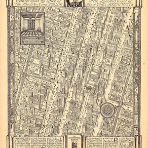 Mappa di New York City del 1939. Riproduzione d'epoca di una mappa storica in formato poster.