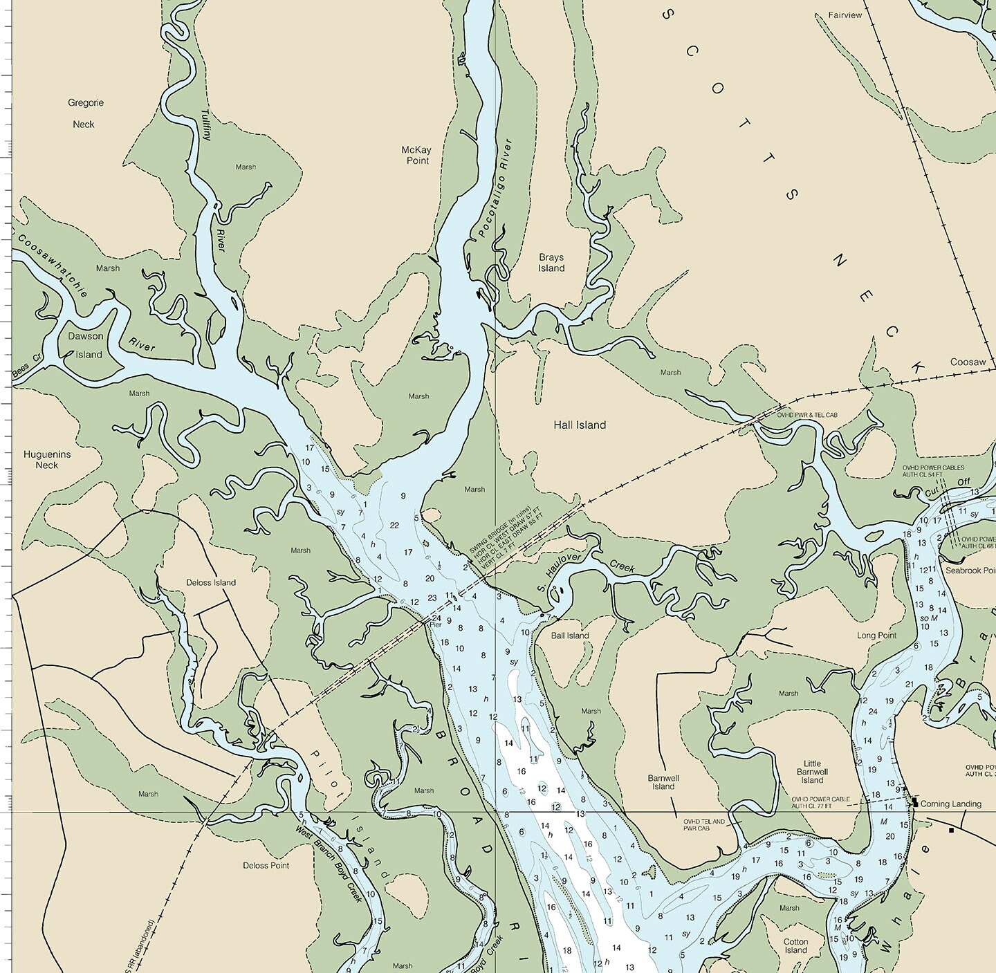 Nautical Charts of Coosaw and Broad Rivers Port Royal Island Etsy