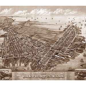 East Boston, Massachusetts (Ma.) 1879. Kunst Poster Karte MA0007 Vintage Print Vogelauge.  In verschiedenen Größen erhältlich