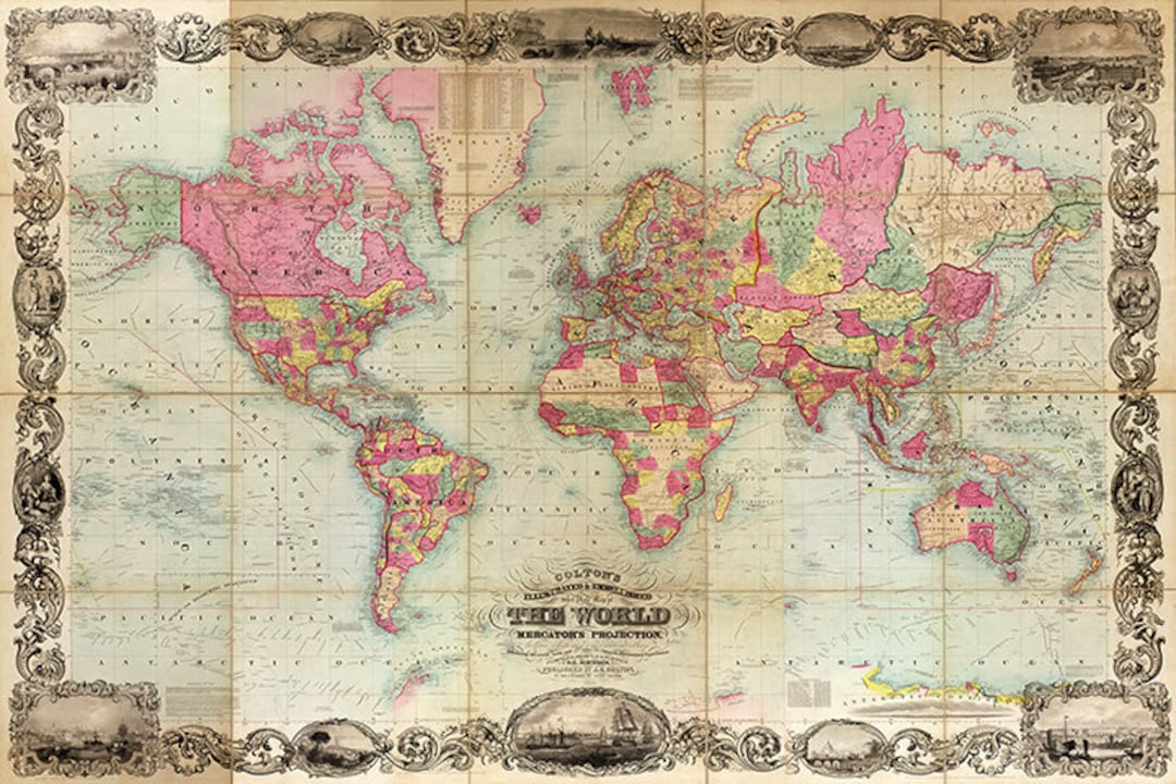 World Map of 1775 by Tobiae Conradi Lotter. Vintage