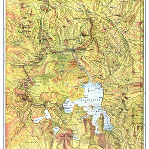 Carte du parc national de Yellowstone de Poole Bros pour N. Pacific RR. Compagnie du chemin de fer du Pacifique Nord.  1903