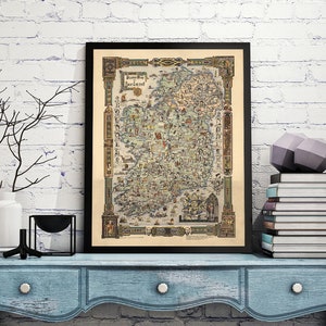 Map of Ireland.  Vintage reproduction print.