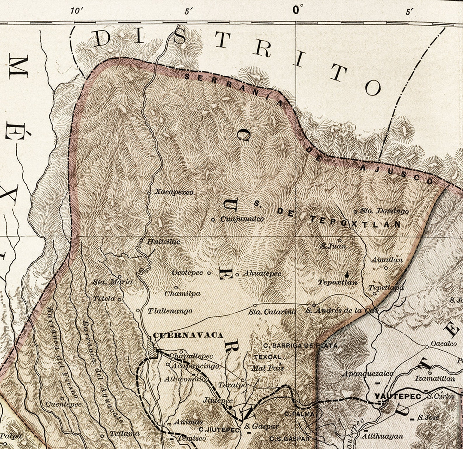 Map of Morelos Mexico 1886. Vintage Home Deco Style Old Wall Etsy