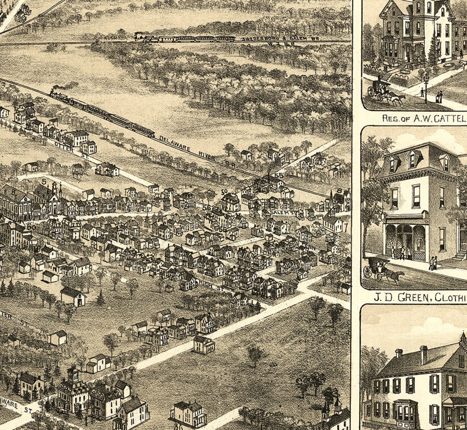 Map of Woodbury Gloucester Co. New Jersey 1886. Vintage Etsy