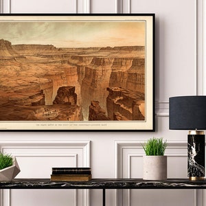 Grand Canyon, aan de voet van de Toroweap naar het oosten.  Vintage kaartreproductie