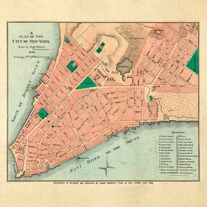 Mapa del Bajo Manhattan, Nueva York, 1776. Reimpresión vintage de pared antigua de estilo Home Deco de Restoration Hardware.